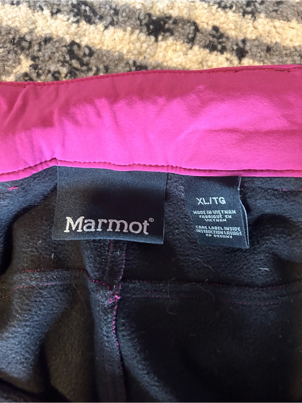 Marmot Black Joggers with Pink Waistband